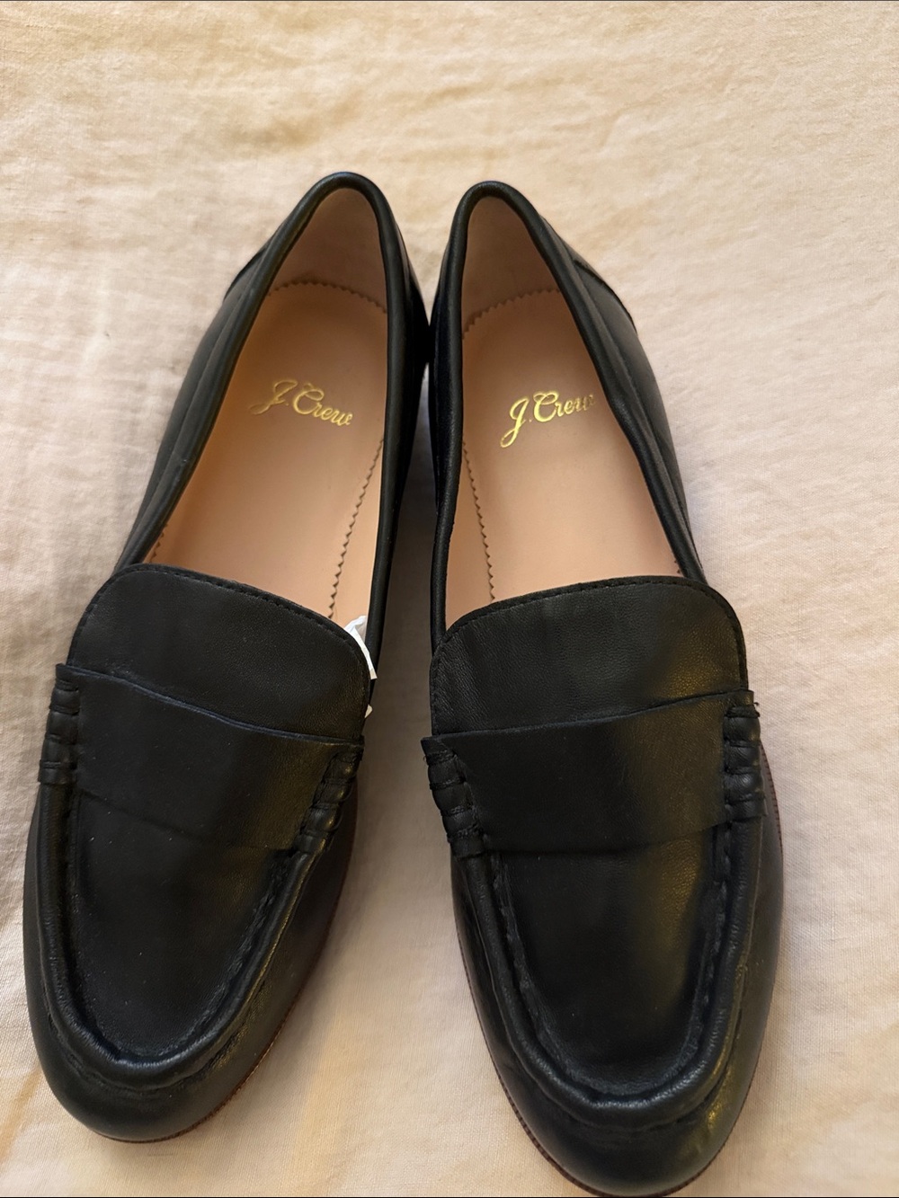 J. Crew Black Leather Penny Loafers - Slip-On Flats